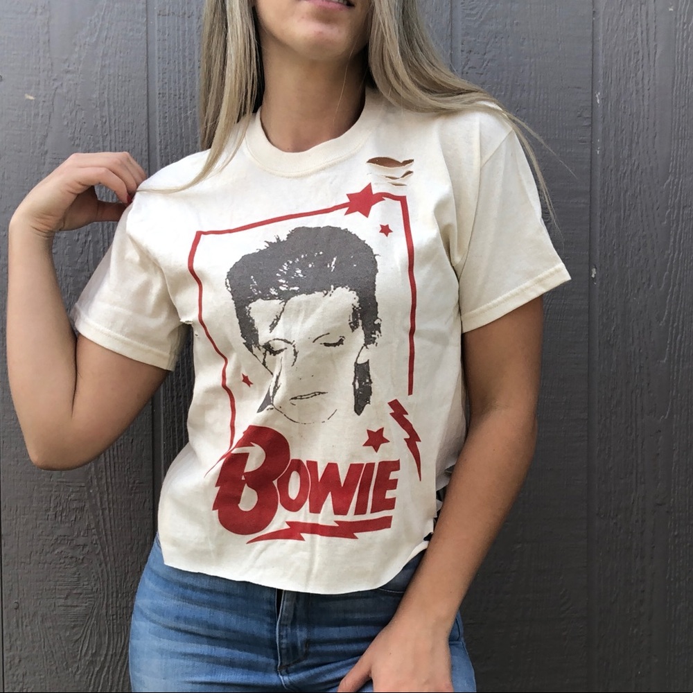 Retro Vintage Bowie ❤️ distressed crop tee